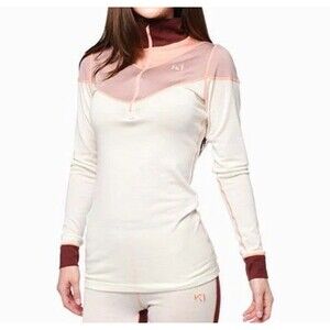 Kari Traa Women XL Baselayer Wool Blend ¹/⁴ Zip Long Sleeve Slim Fit Mock Neck